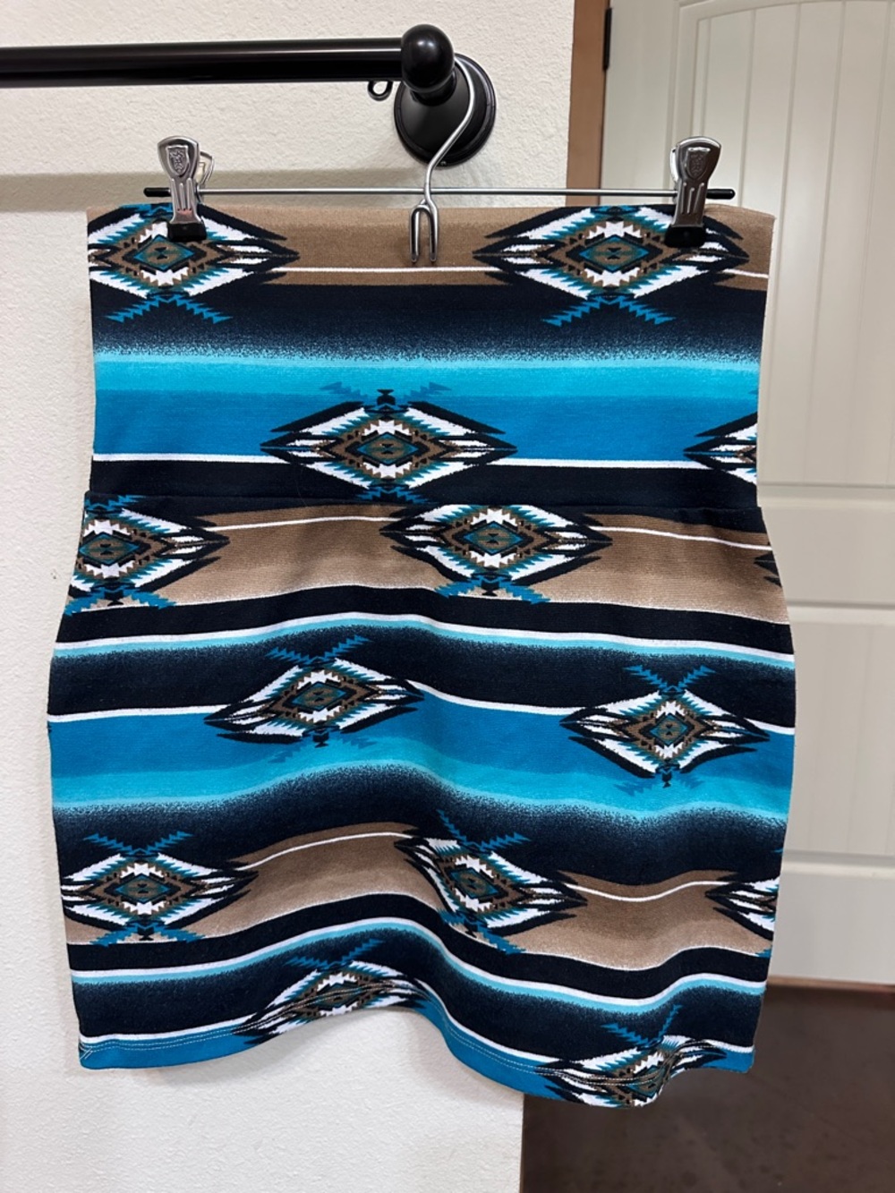 Southwestern Print Tube Skirt in Turquoise & Brown